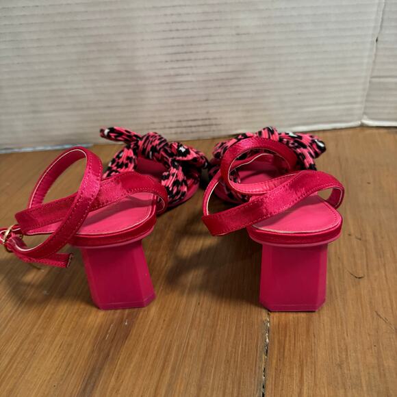 Sexrosly Bow Sandals‎ Block Heel Open Toe Satin Chunky Ankle Strap Size 8 - Picture 5 of 5